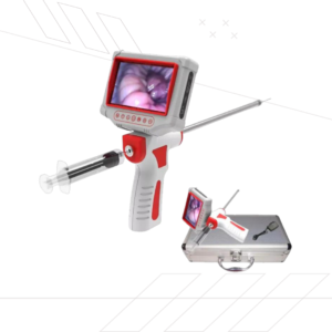 Pistola de inseminación artificial canina: Pantalla de 4.3" ofrece de alta definición, visión más clara. La sonda esférica, es segura de usar, en el modelo canino tiene solo 13 mm de diámetro (cámara y luz led incluidos). Previniendo lesiones. Cuenta con función de calentamiento por vibración. Dos formatos disponibles caninos o animales de granja.